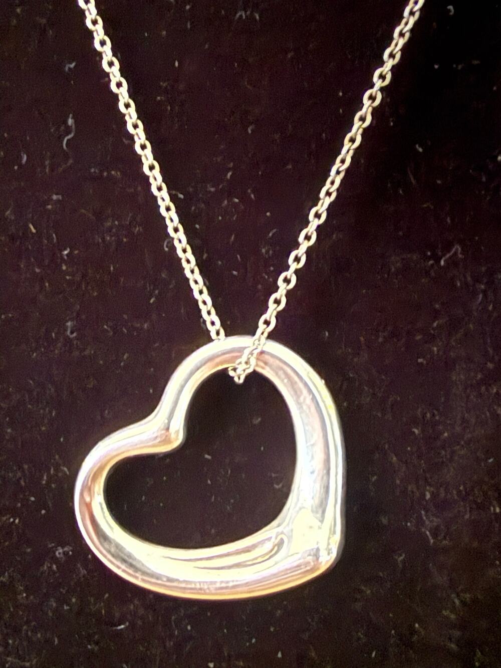 Tiffany & Co Open Heart Necklace 16 Inch 925 Sterling Silver Pendant Womens Gift